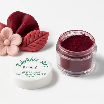Prachová jedlá barva Ruby, rubínově červený odstín