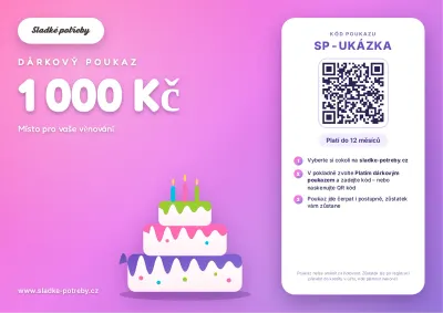 Dárkový poukaz Sladké potřeby s motivem dortu