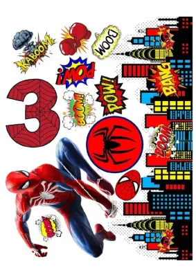 Spiderman s číslem 1-9 dle výběru – obdélníkový jedlý papír na dort