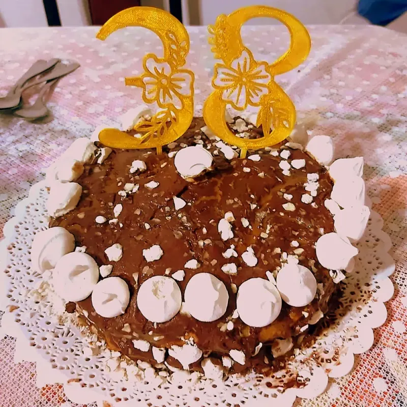 3D zápich Dortová číslovka Květinka – jednotlivé číslice, více barev – 3D zápich z vlastní výroby