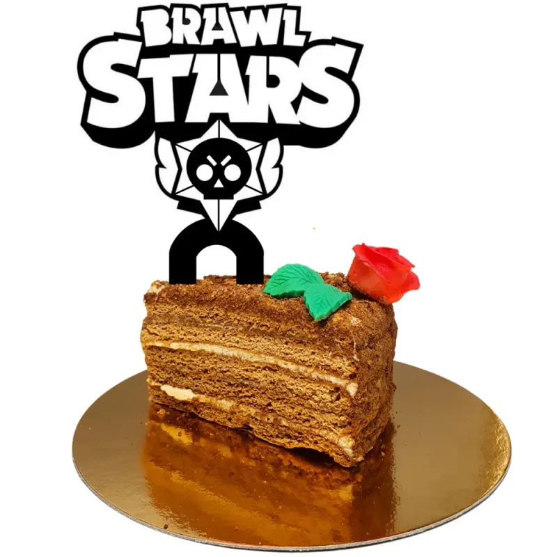 Dortová dekorace - inspirovaný Brawl Stars – 3D zápich z vlastní výroby