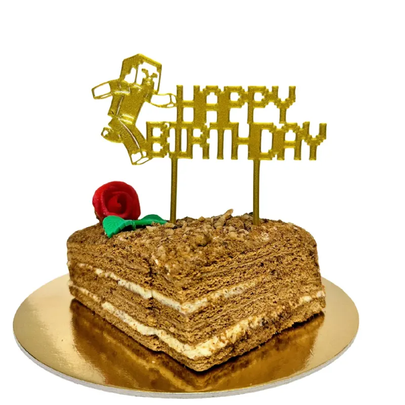Dortová dekorace Happy Birthday - MINECRAFT – 3D zápich z vlastní výroby