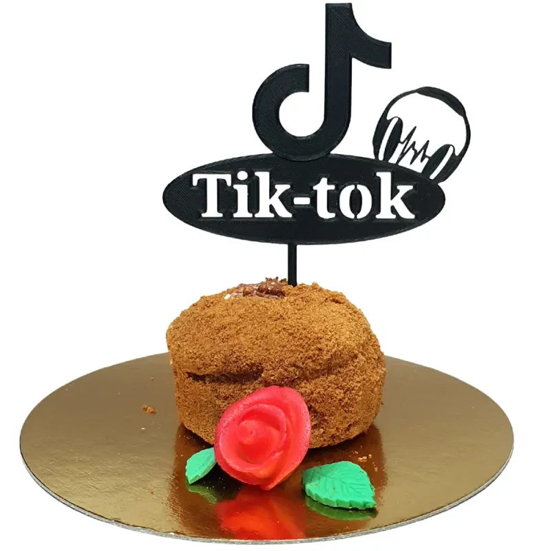 Dortová dekorace - zápich TikTok – 3D zápich z vlastní výroby