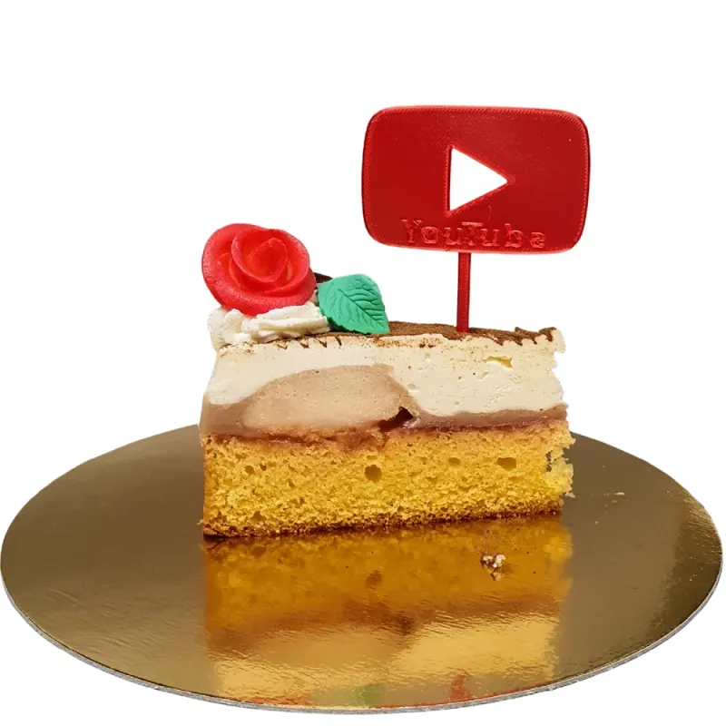 Dortová dekorace - zápich YOUTUBE – 3D zápich z vlastní výroby