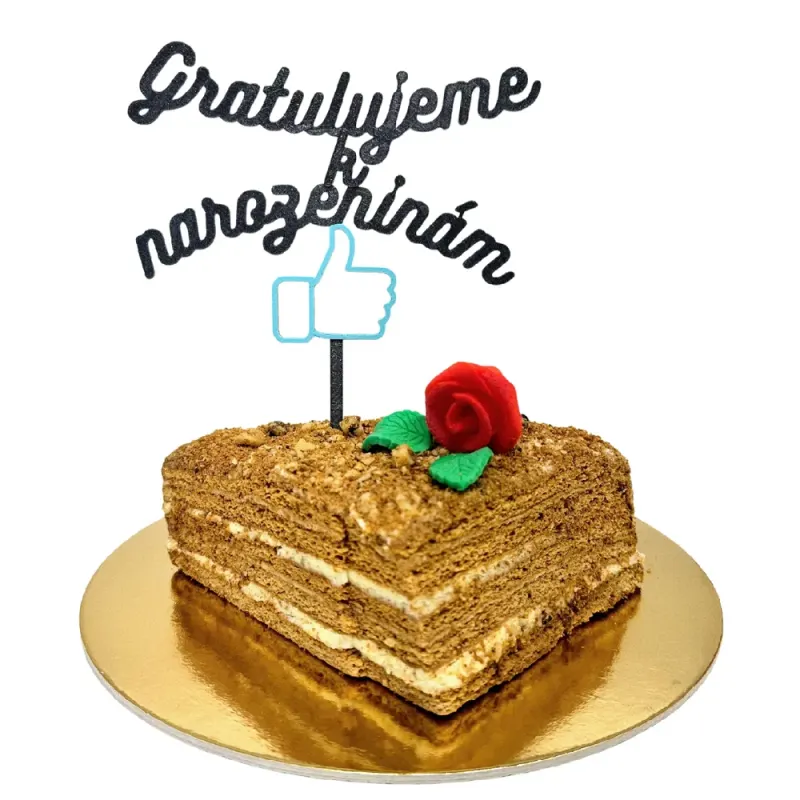 3D zápich na dort Gratulace k narozeninám LIKE, černá – 3D zápich z vlastní výroby