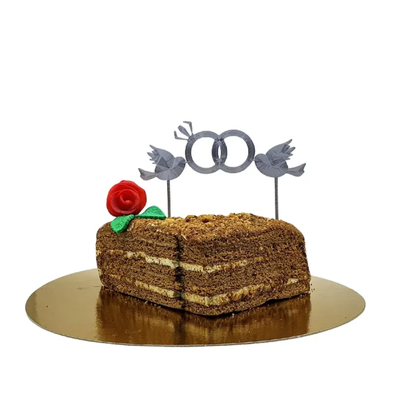 3D zápich Holubice s prstýnky na dort – 3D zápich z vlastní výroby