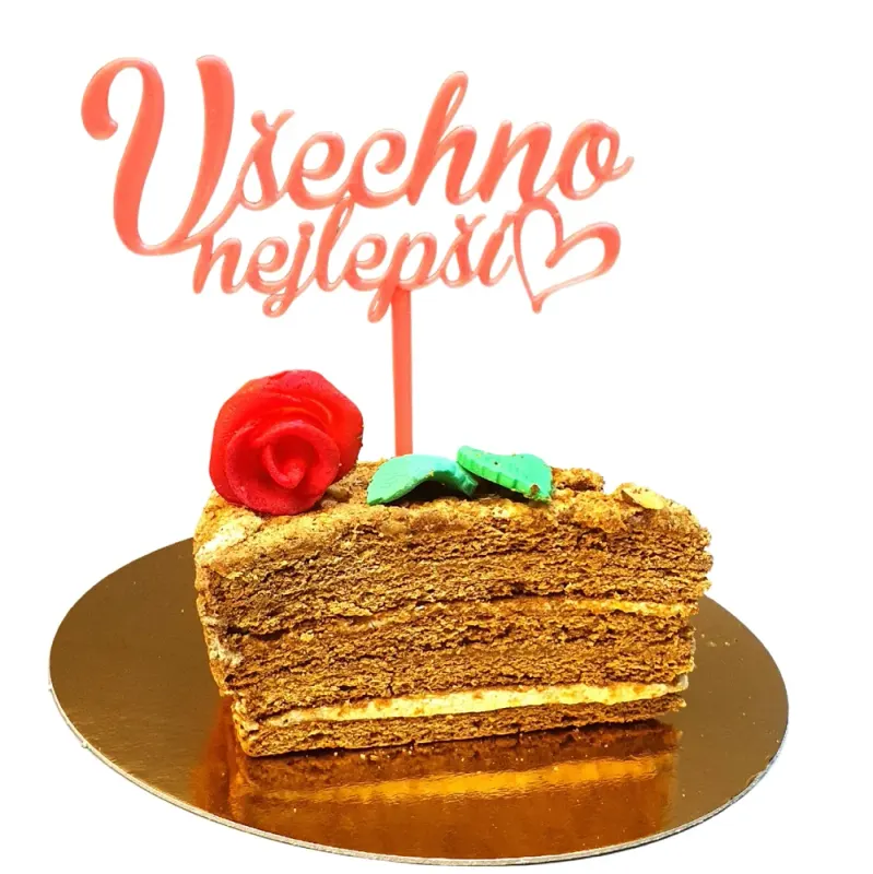 3D zápich na dort VŠECHNO NEJLEPŠÍ se srdíčkem 16 cm – 3D zápich z vlastní výroby