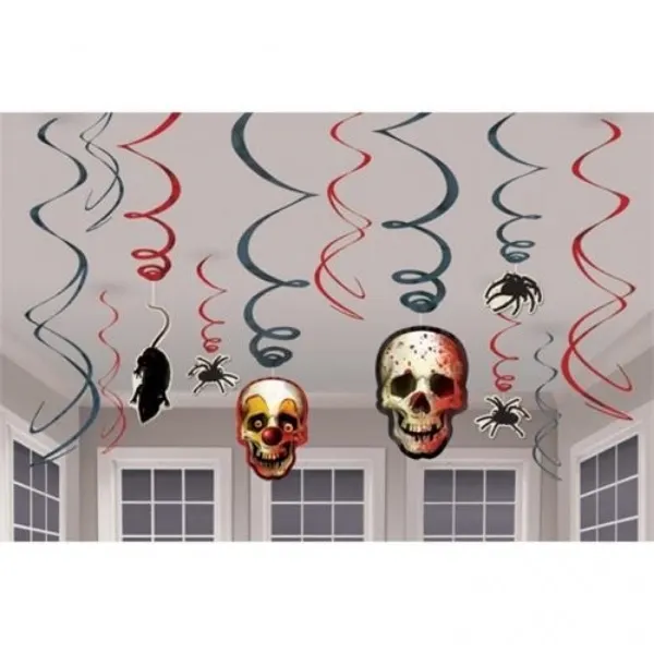 Závěsné spirály Amscan Creepy Carneval pro halloweenskou výzdobu, sada 12 kusů, délka 61 cm