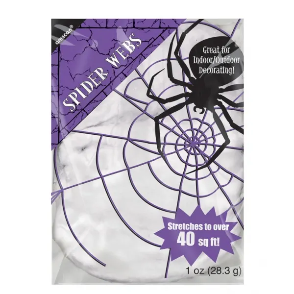 Bílá dekorativní pavučina o ploše 3,5 m² na halloweenskou výzdobu a párty