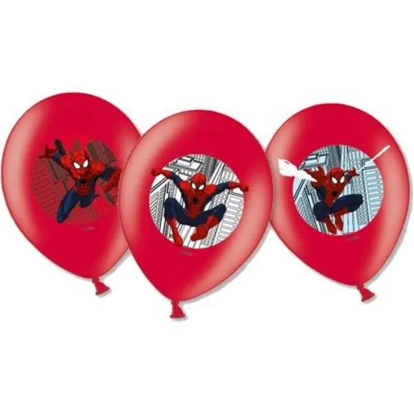 Latexové balonky s motivem Spidermana s barevným potiskem, průměr 27 cm, balení 6 kusů na dětské oslavy