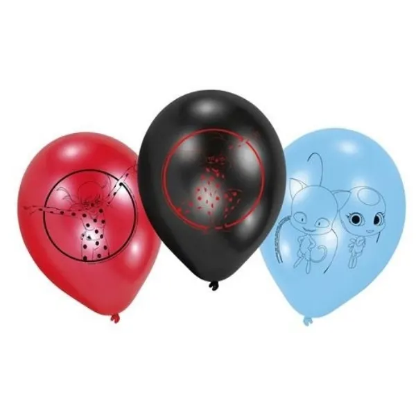 Latexové balonky Amscan s motivem Kouzelné beruška a černý kocour, 6 kusů o velikosti 23 cm na tématickou party