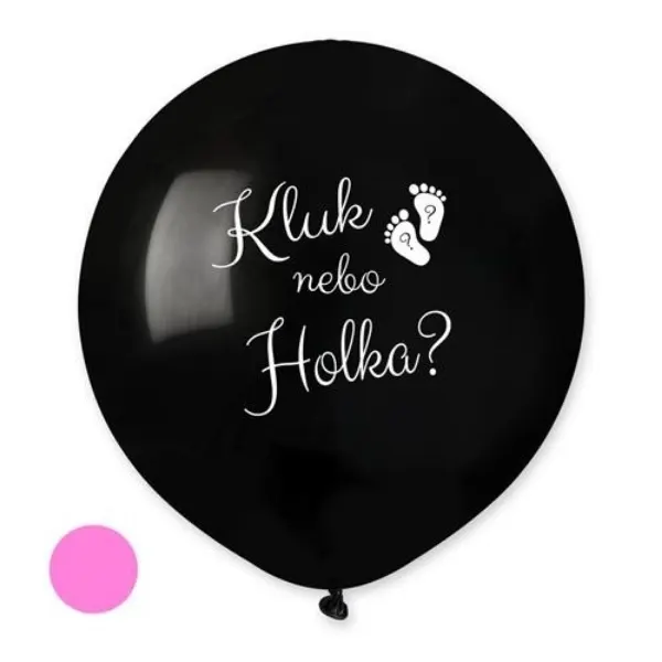 Černý balonek Kluk nebo holka s růžovými konfetami pro gender reveal party o průměru 48 cm od značky PartyDeco