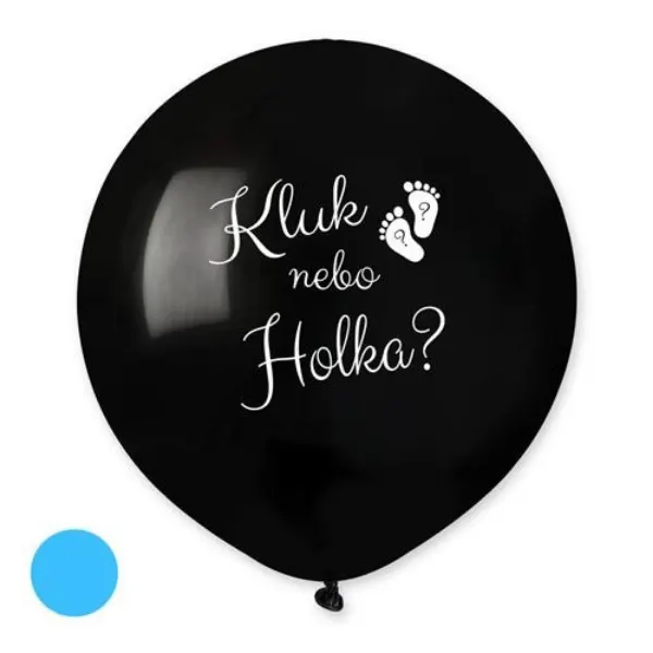 Balonek PartyDeco Kluk nebo holka s modrými konfety pro odhalení pohlaví miminka o průměru 48 cm
