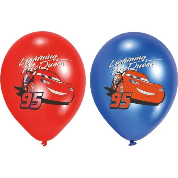 Klasické latexové balónky s motivem Cars od značky Amscan, sada 6 kusů o velikosti 27,5 cm na dětské oslavy