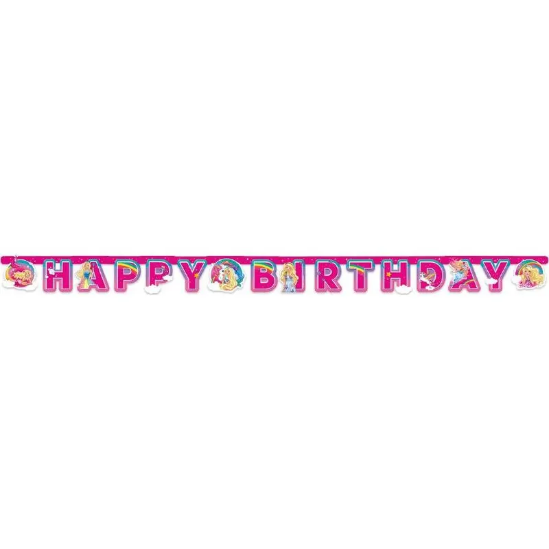 Girlanda s nápisem Happy Birthday v motivu Barbie pro dětskou narozeninovou oslavu, délka 200 cm