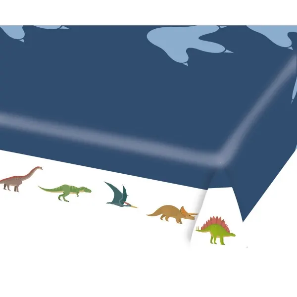 Papírový ubrus s motivem barevných dinosaurů na dětskou narozeninovou oslavu, rozměr 115 x 175 cm
