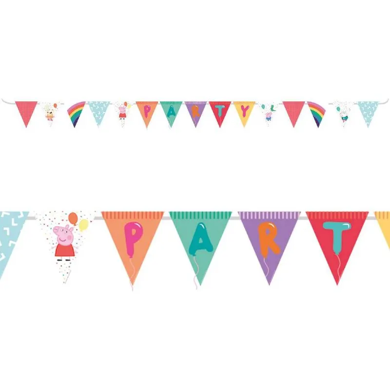 Girlanda Happy Birthday s motivem prasátka Pepy v délce 330 cm od značky Amscan na dětskou narozeninovou party