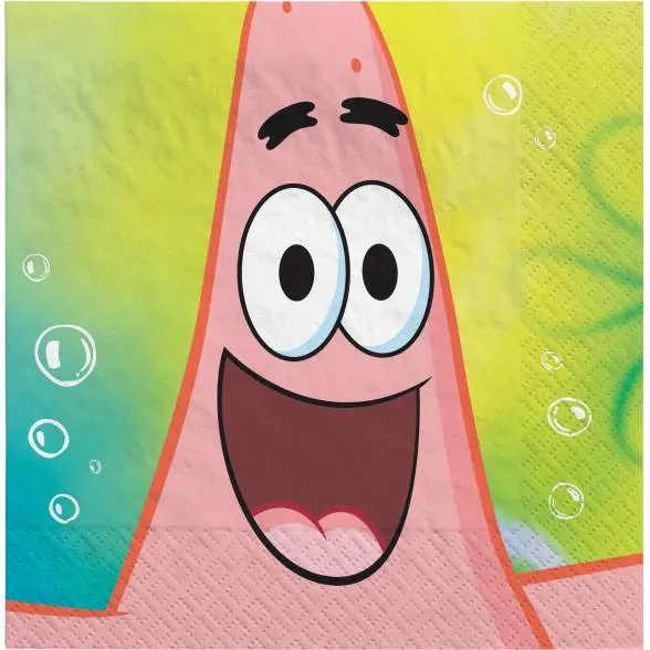 Papírové ubrousky s motivem Spongebob v kalhotách od značky Amscan, 16 kusů o rozměru 33 x 33 cm na dětskou party