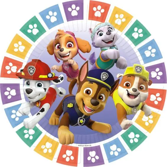 Papírové talíře s motivem Paw Patrol od značky Amscan, 8 kusů o průměru 23 cm na dětskou oslavu