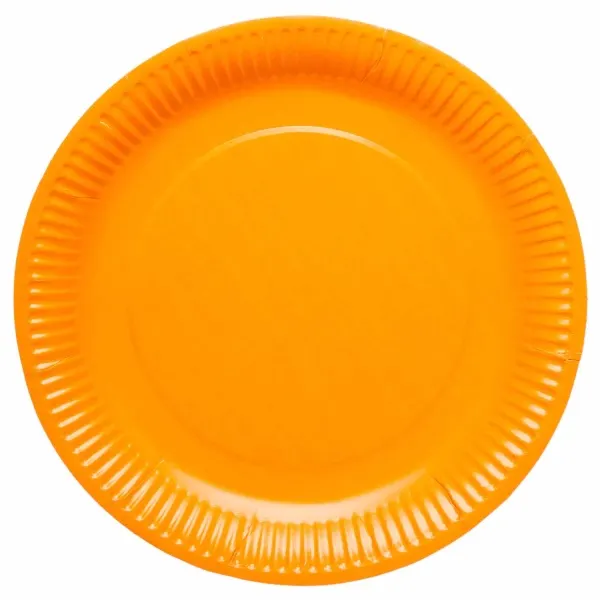 Oranžové papírové party talíře o průměru 23 cm od značky Amscan, balení 8 kusů pro narozeniny a oslavy