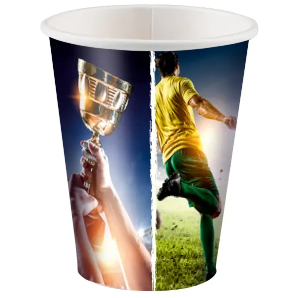 Papírové party kelímky s fotbalovým motivem Champions od značky Amscan o objemu 250 ml v balení 8 kusů