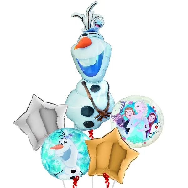 Sada pěti fóliových balonků s motivem Olafa a Frozen značky PartyDeco na narozeniny a party