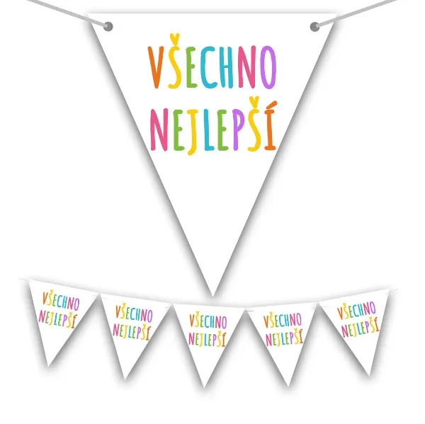Papírová vlaječková girlanda PartyDeco s duhovým nápisem Všechno nejlepší na narozeniny