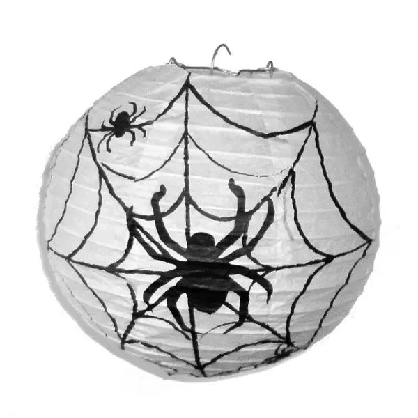Papírový lampion Halloween ve tvaru pavouka s pavučinou o velikosti 20 cm od značky Dekomark