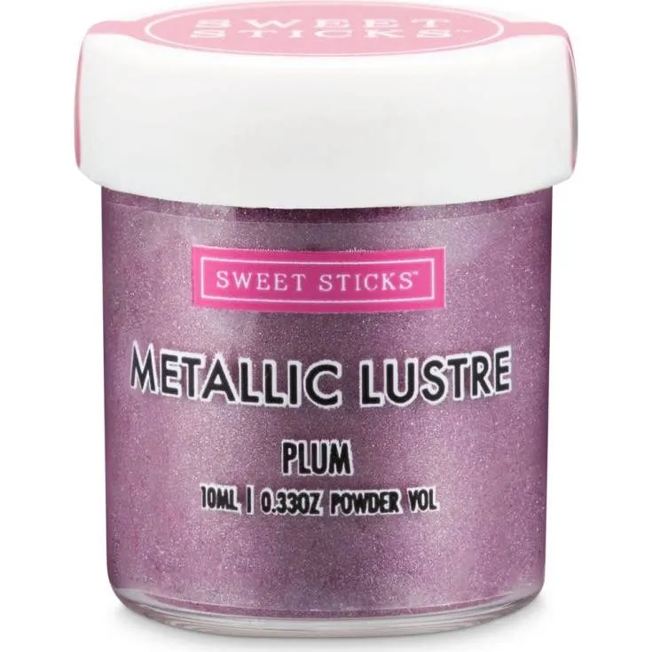 Prachová metalická barva Sweet Sticks v luxusním švestkovém odstínu Plum, 10 ml, k dekorování dortů a cukrářských výrobků