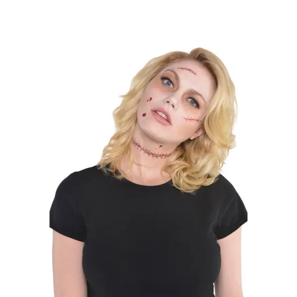 Halloweenské tetování s falešnou jizvou a umělou krví od značky Folat pro strašidelný kostým nebo party