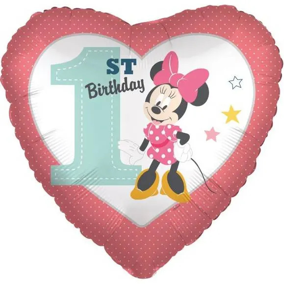 Fóliový balónek ve tvaru srdce s motivem Minnie Mouse od značky Amscan, 43 cm, na narozeninovou party