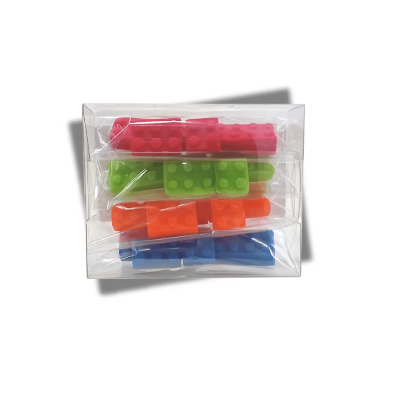Cukrové dekorace ve tvaru kostek LEGO v syté barvě, sada 16 kusů na zdobení dětských dortů