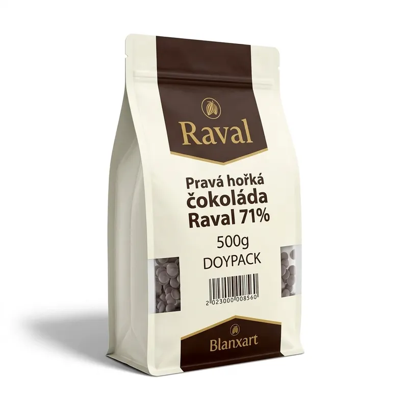 Hořká čokoláda Blanxart Raval s 71% kakaa v balení 500 g pro cukrářské využití