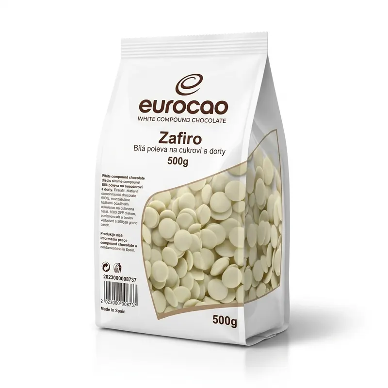 Bílá poleva Zafiro od značky Eurocao na polévání cukroví a dortů v balení 500 g