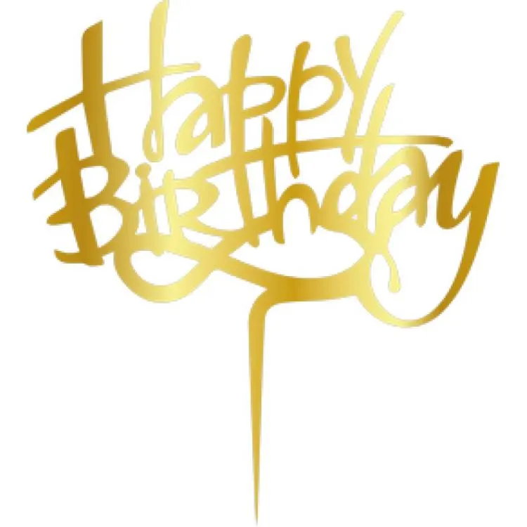 Plastový zápich Cesil Happy Birthday v zlaté barvě na ozdobení narozeninového dortu