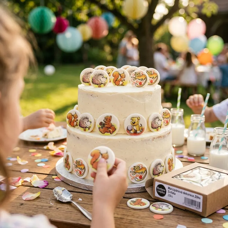 Marcipánová zvířátka na dort Barbara Luijckx, sada 20 kusů o velikosti 3 cm pro zdobení dortů a cupcaků