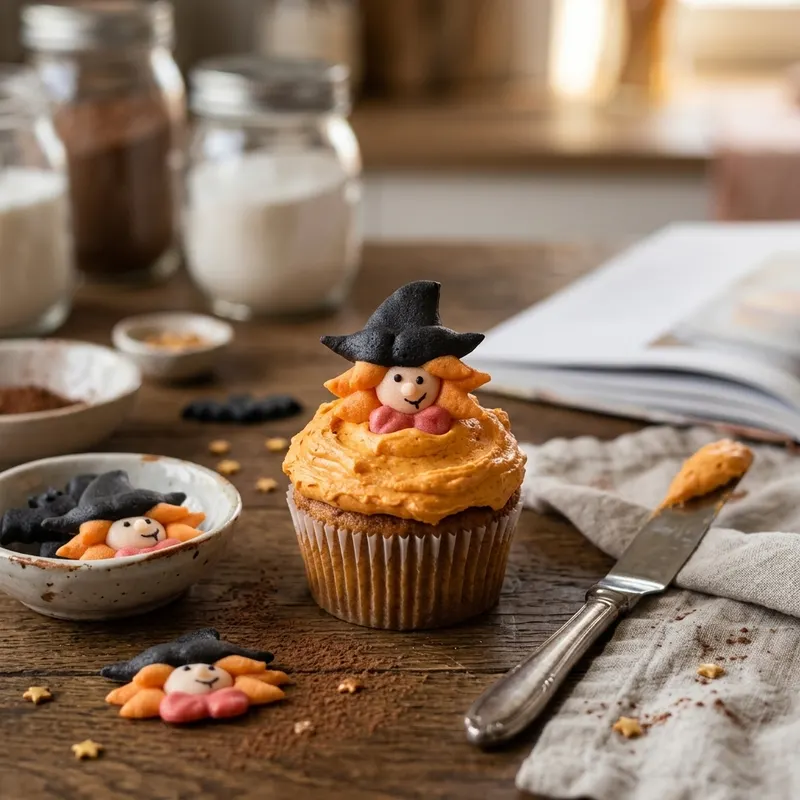 Cukrové figurky čarodějnic na zdobení dortů a cupcakes, 6 kusů po 4 cm pro halloweenskou dekoraci