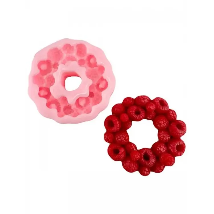 Silikonová forma na modelovací hmotu ve tvaru malinového věnce o průměru 7,9 cm pro cukrářské dekorace
