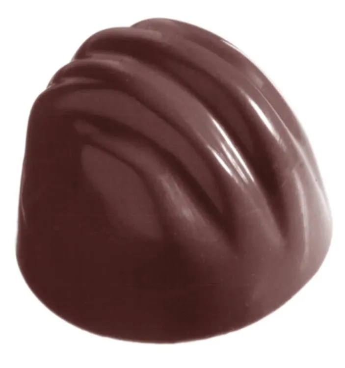 Polykarbonátová forma na pralinky ve tvaru kupole se vzorem od značky Chocolate World pro výrobu čokoládových bonbonů