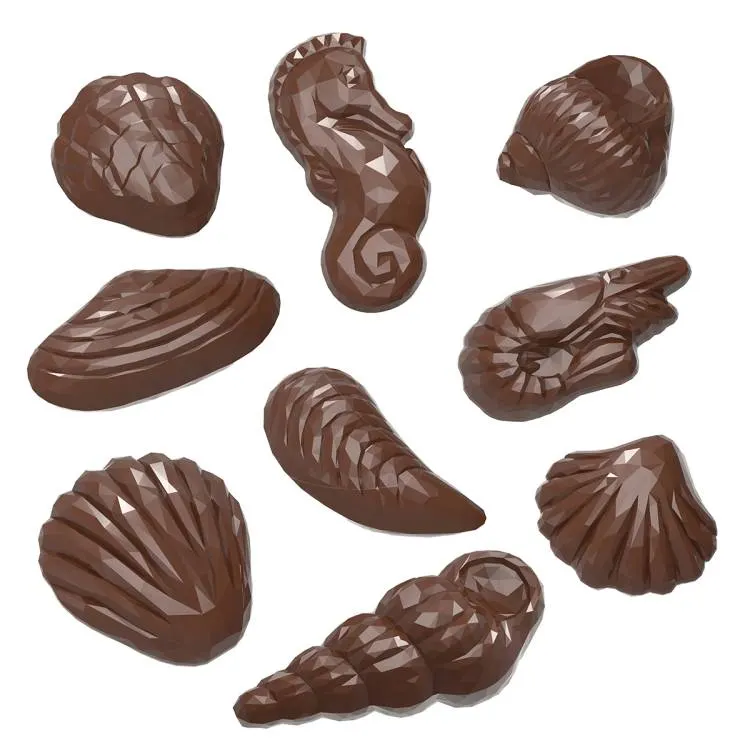 Polykarbonátová forma na pralinky Chocolate World s motivy mořských živočichů pro tvarování čokoládových bonbonů
