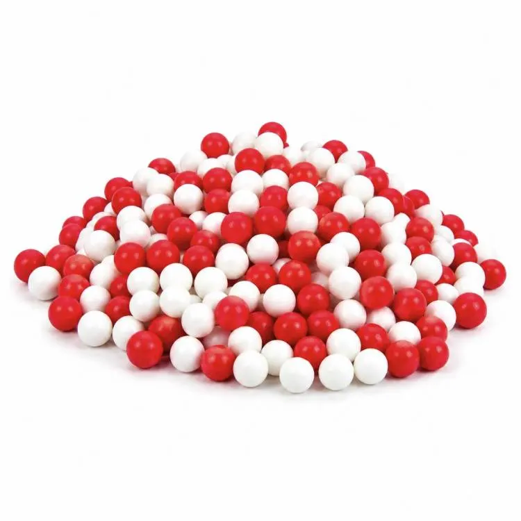 Cukrové perly SweetArt v červené a bílé barvě o průměru 5 mm na zdobení dortů a dezertů