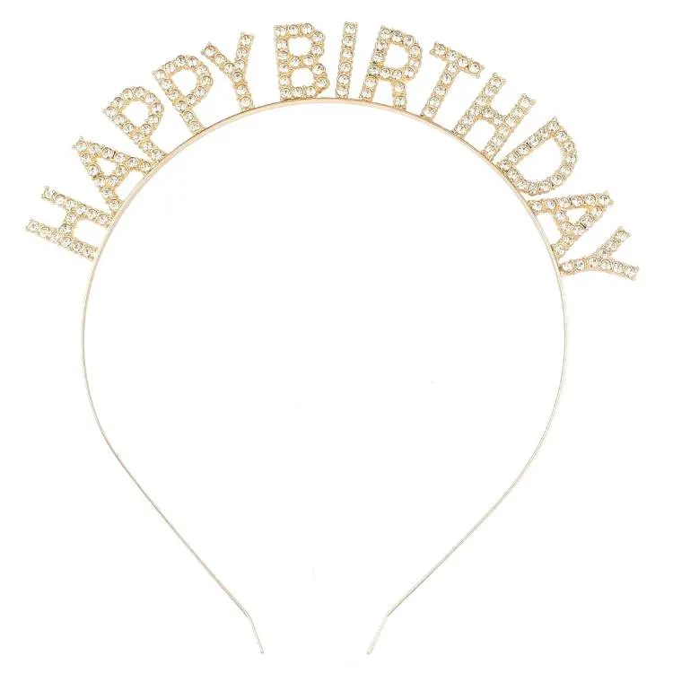 Nejedlá kovová dekorace na dort ve zlaté barvě s nápisem Happy Birthday k zapíchnutí do dortu