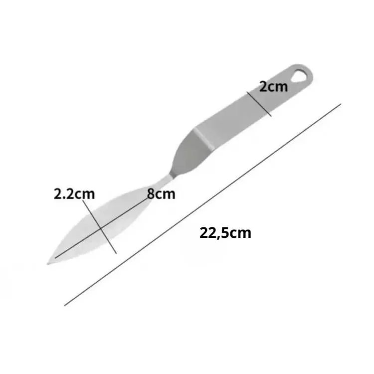Úzká cukářská špachtle o délce 22,5 cm pro precizní tvarování čokoládových ozdob a detailů na dortech