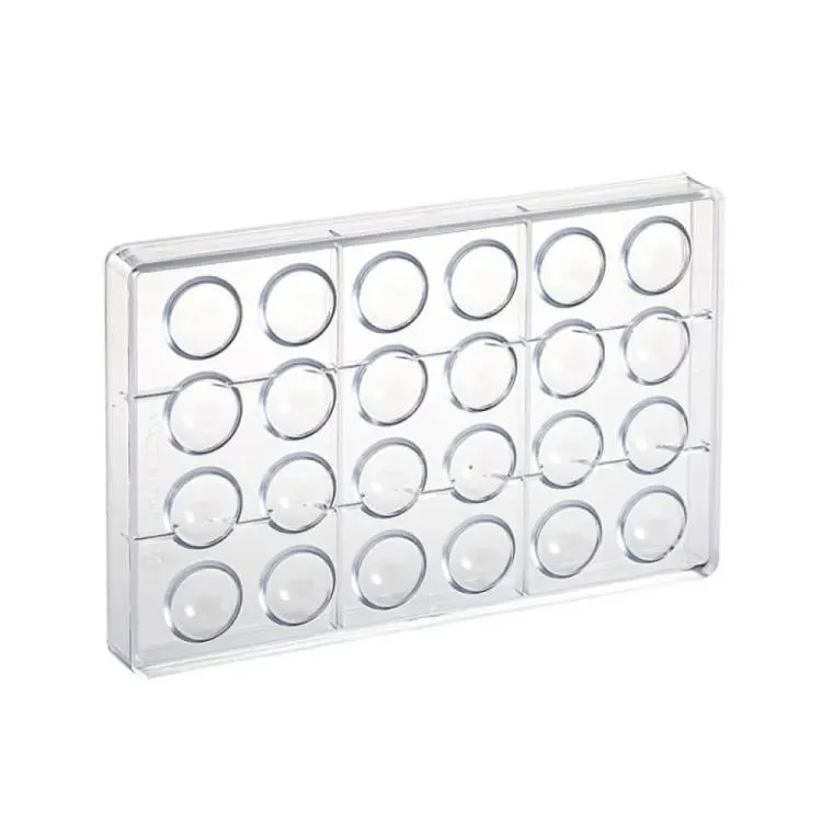 Plastová forma na čokoládu s polokoulemi o průměru 3,3 cm pro výrobu pralinek a plněných bonbonů