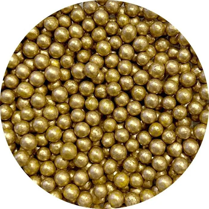 Zlaté cukrové perličky o průměru 5 mm na zdobení dortů a cukroví, balení 50 g