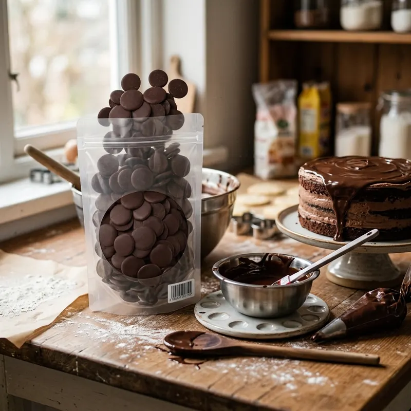 Tmavá čokoládová poleva SweetArt v balení 250 g pro polevování dortů, zákusků a tvorbu dekorací
