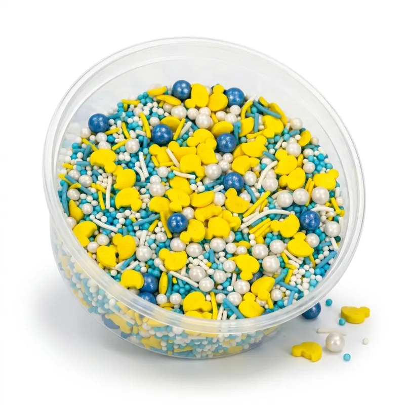 Cukrové zdobení Fluffy Waves v bílé, žluté a modré barvě na dort, balení 50 g od značky 4Cake