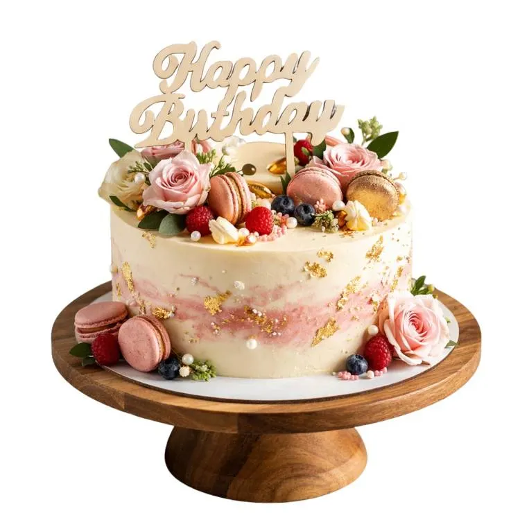 Dřevěný zápich do dortu s nápisem Happy Birthday pro narozeninovou dekoraci