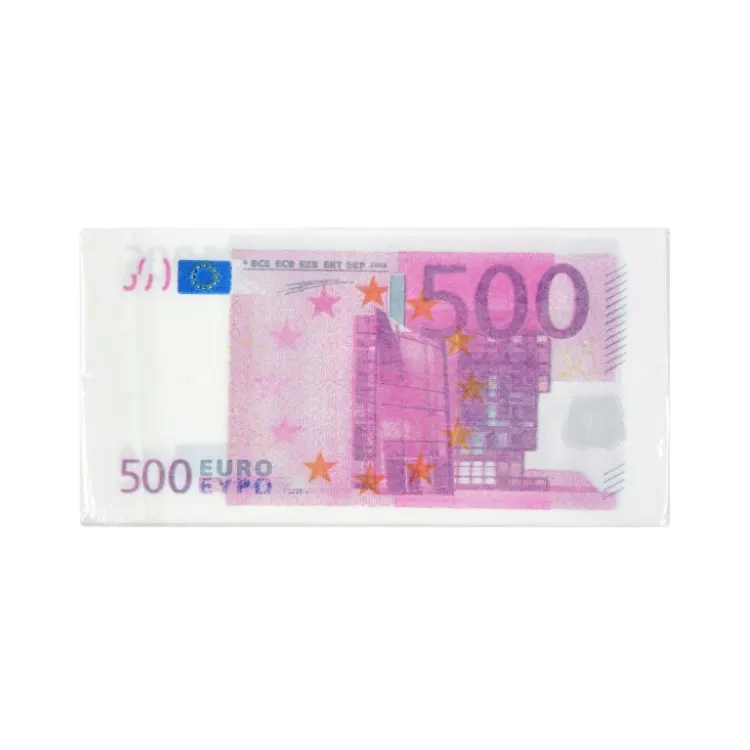 Papírové ubrousky s motivem bankovky 500 EUR, 15 ks na party a narozeninové oslavy