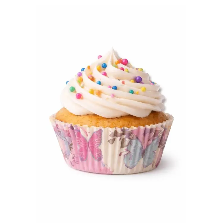 Papírové košíčky na muffiny s motivem motýlků, balení 50 kusů, výška 3 cm